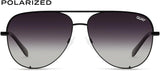 Quay Unisex High Key Classic Aviator Sunglasses in Black Frame/Fade Polarized Lens - front