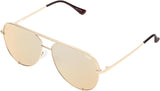 Quay Unisex High Key Classic Aviator Sunglasses in Gold Frame / Gold Polarized Lens - angle