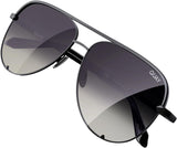 Quay Unisex High Key Classic Aviator Sunglasses in Black Frame/Fade Polarized Lens - zoomed angle