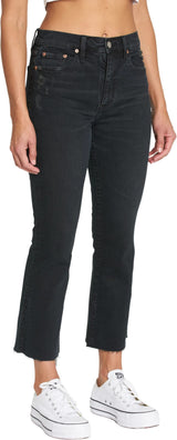 DAZE Shy Girl High Rise Crop Flare Jeans in Late Text - Side