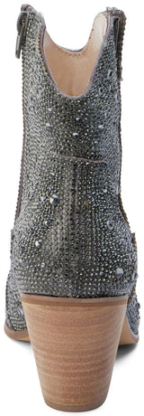 Matisse Harlow Rhinestone Western Ankle Boot in Smoke Rhinestone