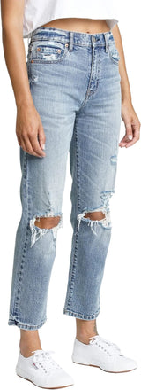 DAZE Straight Up High Rise Straight Denim Jeans in Karma - Side