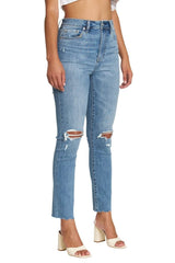 DAZE Daily Driver High Rise Skinny Straight Jeans in Sweet Nothings - Side View