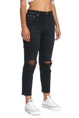 DAZE The Original High Rise Mom Denim Jeans in Late Text - Side