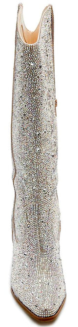 Matisse Nashville Rhinestone Western Knee High Boot in Clear Rhinestone