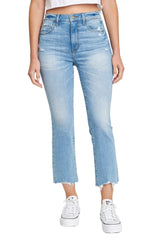 DAZE Shy Girl High Rise Crop Flare Jeans in Cheeky - Front
