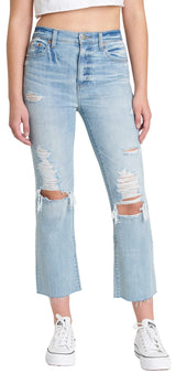 DAZE Shy Girl High Rise Crop Flare Jeans in Billions - Front