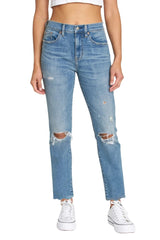 DAZE Daily Driver High Rise Skinny Straight Jeans in Sweet Nothings - Front