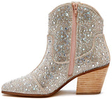 Matisse Harlow Rhinestone Western Ankle Boot in Clear Rhinestone