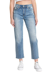 DAZE Straight Up High Rise Straight Denim Jeans in Totally Buggin