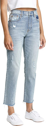 DAZE Straight Up High Rise Straight Denim Jeans in Flirt - Side