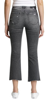 DAZE Shy Girl High Rise Crop Flare Jeans in On the Rocks - Back