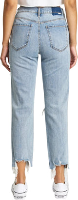 DAZE Straight Up High Rise Straight Denim Jeans in Sorry - Back