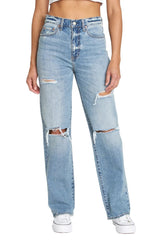 DAZE Sundaze High Rise Dad Denim Jeans in Reset - Front