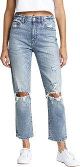 DAZE Straight Up High Rise Straight Denim Jeans in Karma - Front