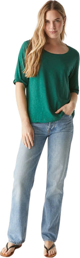 Michael Stars Dua Supima Elbow Length Swing Tee in Ivy