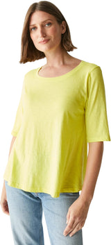 Michael Stars Dua Supima Elbow Length Swing Tee in Peridot