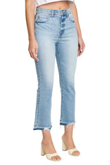 DAZE Shy Girl High Rise Crop Flare Jeans in Shooting Star - Side
