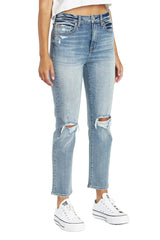 DAZE Daily Driver High Rise Skinny Straight Jeans in Obsessed - Side