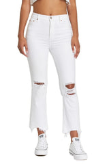 DAZE Shy Girl High Rise Crop Flare Jeans in First Love - Front