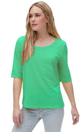 Michael Stars Dua Supima Elbow Length Swing Tee in Fern