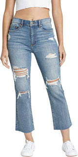 DAZE Shy Girl High Rise Crop Flare Jeans in Hot Spot - Front