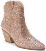 Matisse Harlow Rhinestone Western Ankle Boot in Rosegold Rhinestone