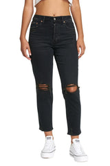DAZE The Original High Rise Mom Denim Jeans in Late Text - Front