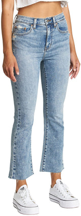 DAZE Shy Girl High Rise Crop Flare Jeans in Pretty Please - Side