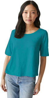 Michael Stars Dua Supima Elbow Length Swing Tee in Tidal