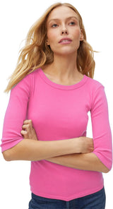 Michael Stars Dot 3/4 Sleeve Tee in Azalea