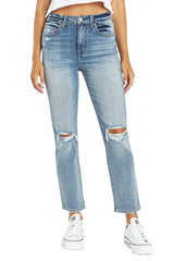 DAZE Daily Driver High Rise Skinny Straight Jeans in Obsessed - Front