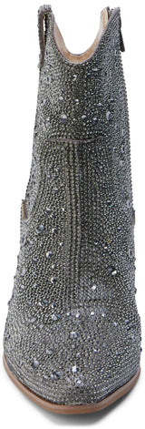 Matisse Harlow Rhinestone Western Ankle Boot in Smoke Rhinestone