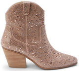 Matisse Harlow Rhinestone Western Ankle Boot in Rosegold Rhinestone
