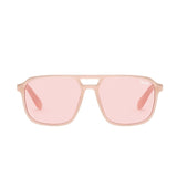 Quay Unisex On The Fly Retro Square Aviator Sunglasses in Pink Frame/Pink Lens-front view