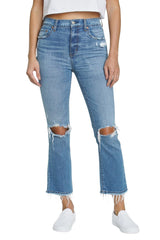 DAZE Shy Girl High Rise Crop Flare Jeans in Soulmate - Front