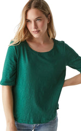 Michael Stars Dua Supima Elbow Length Swing Tee in Ivy