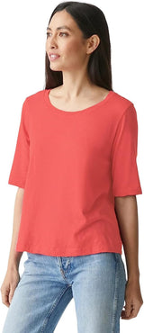 Michael Stars Dua Supima Elbow Length Swing Tee in Passionfruit