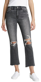 DAZE Shy Girl High Rise Crop Flare Jeans in On the Rocks - Front