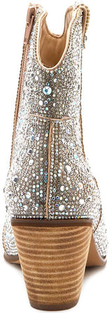 Matisse Harlow Rhinestone Western Ankle Boot in Clear Rhinestone