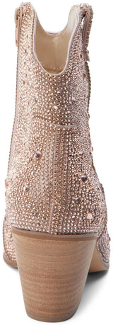 Matisse Harlow Rhinestone Western Ankle Boot in Rosegold Rhinestone