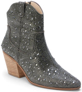 Matisse Harlow Rhinestone Western Ankle Boot in Smoke Rhinestone