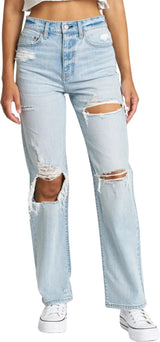 DAZE Sundaze High Rise Dad Denim Jeans in Motto - Front