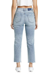 DAZE Straight Up High Rise Straight Denim Jeans in Lost Girls - Back