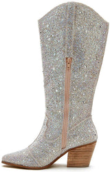 Matisse Nashville Rhinestone Western Knee High Boot in Clear Rhinestone