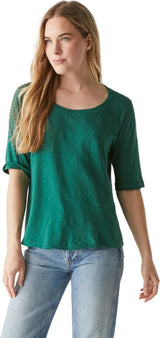 Michael Stars Dua Supima Elbow Length Swing Tee in Ivy