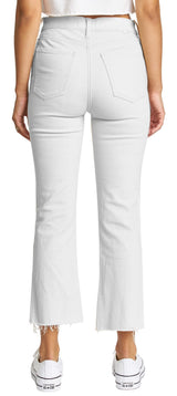 DAZE Shy Girl High Rise Crop Flare Jeans in White Lightening - Back