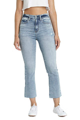 DAZE Shy Girl High Rise Crop Flare Jeans in Player - Front