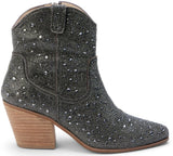 Matisse Harlow Rhinestone Western Ankle Boot in Smoke Rhinestone