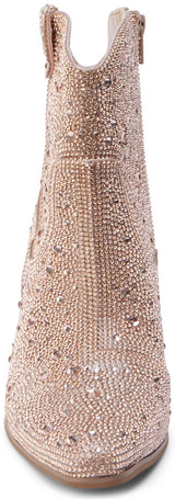 Matisse Harlow Rhinestone Western Ankle Boot in Rosegold Rhinestone
